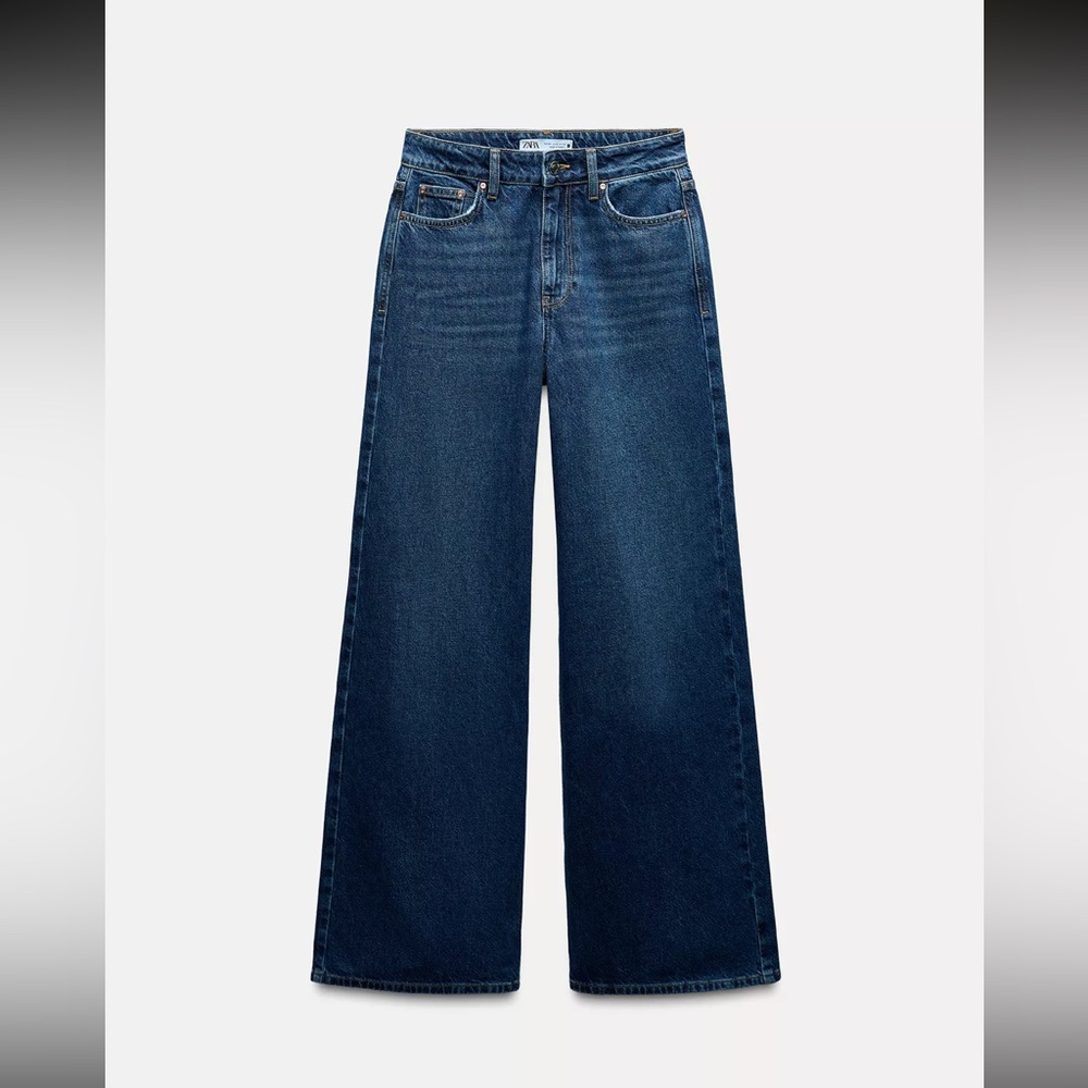 Zara Blue Flare Wide-Leg Jeans